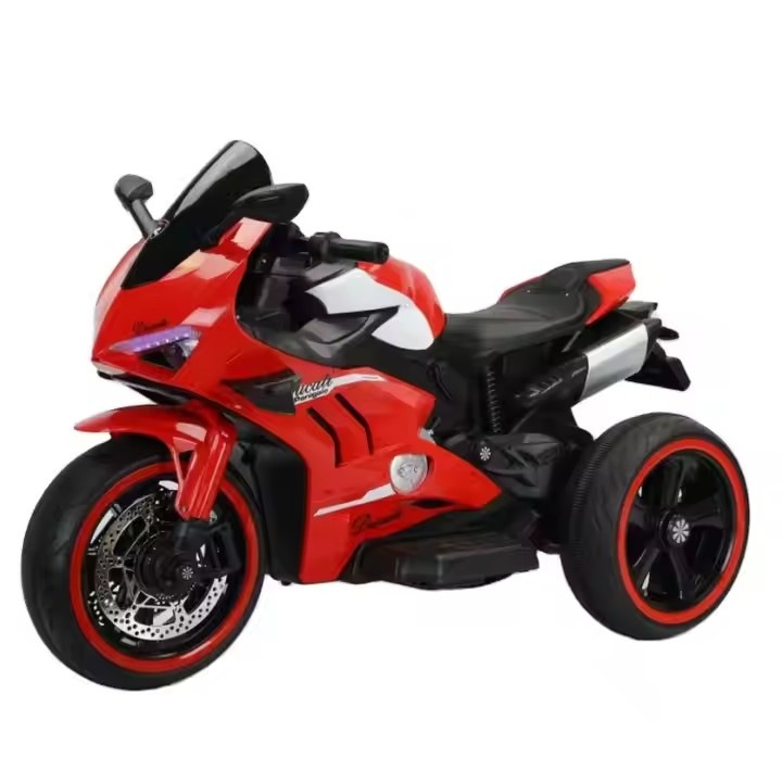 Motocicleta Electrica cu Acumulator pentru Copii AT PERFORMANCE®, cu Melodii si Lumini, 12V, 3 Roti, Mers cu Spatele, ROSU