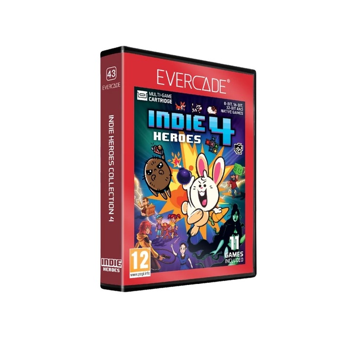 Evercade #43, Indie Heroes 4, 11in1, Retro, Multi Game, Játékszoftver csomag