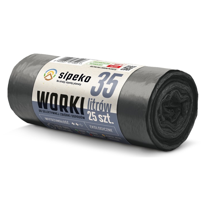 Saci menajeri Sipeko 35L, set 25 buc, LDPE, 23 microni, negri