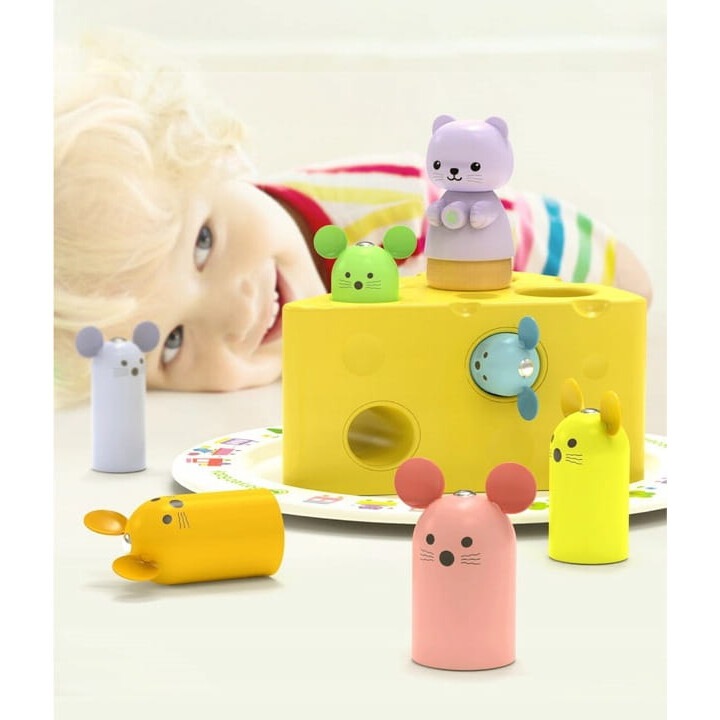 Egérvadász játék, TuTuu, 6 db színes fajáték, műanyag, 21x21x9cm