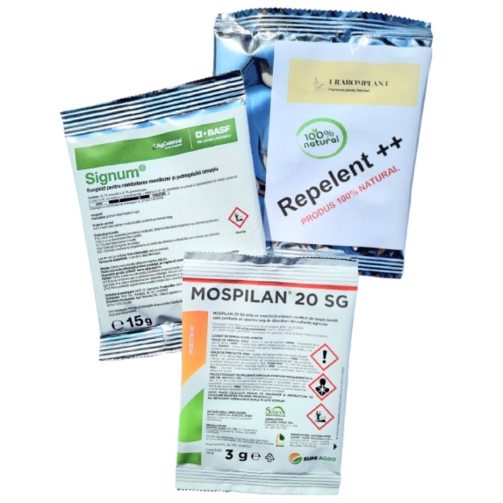 Fungicid de ultima generetie sistemic SIgnum 15 g + Repelent++ Bio, natural, organic 100%, 20g + insecticid MOspilan 3 g
