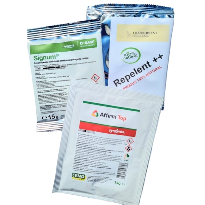Fungicid de ultima generetie sistemic SIgnum 15 g + Repelent++ Bio, natural, organic 100%, 20g + Insecticid, 15g