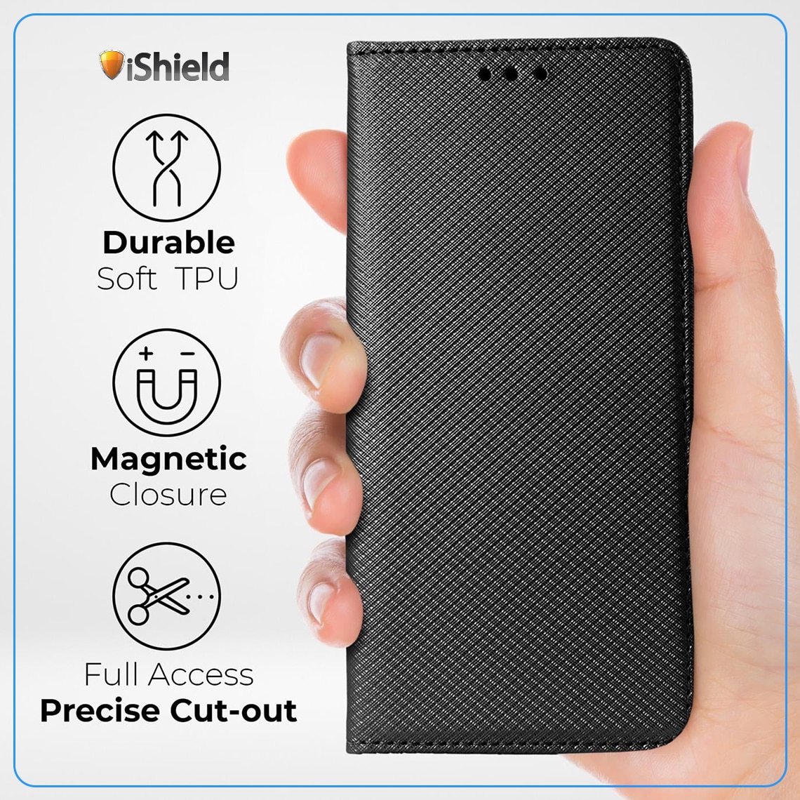 Husa Flip pentru Honor 200 Smart, tip carte cu inchidere magnetica, compartiment pentru carduri, functie Stand, Neagra