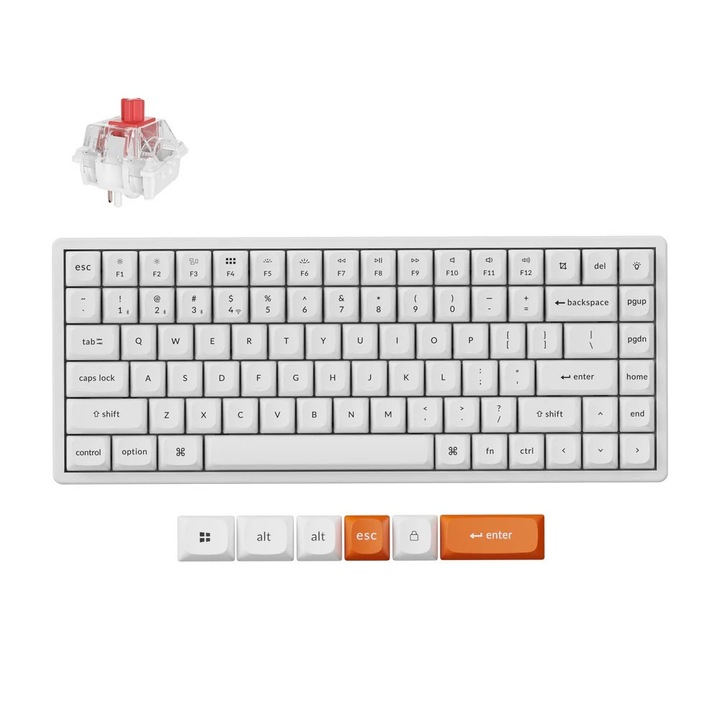 Клавиатура Keychron K2 Max QMK, Hot-Swappable, RGB LED, Алуминиева рамка, Super Red Switch, безжична, механична, бяла