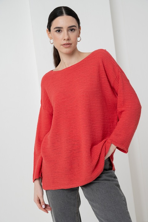 United Colors of Benetton, Pulover lejer din amestec de in, Caramiziu