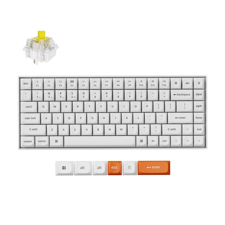 Tastatura Mecanica Wireless Keychron K2 Max QMK, Hot-Swappable, alb LED, Super Banana Switch, alb