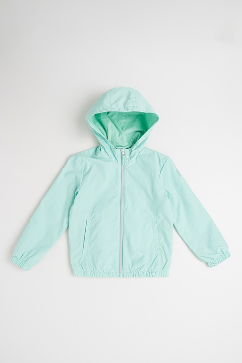 United Colors of Benetton, Jacheta cu gluga si buzunare oblice, Verde menta, 160 CM