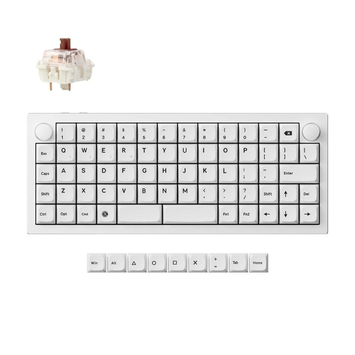 Клавиатура Keychron Q15 Max QMK/VIA, Hot-Swappable, 2.4GHz, Bluetooth 5.1, USB-C, Gateron Jupiter Brown, безжична, механична, бяла
