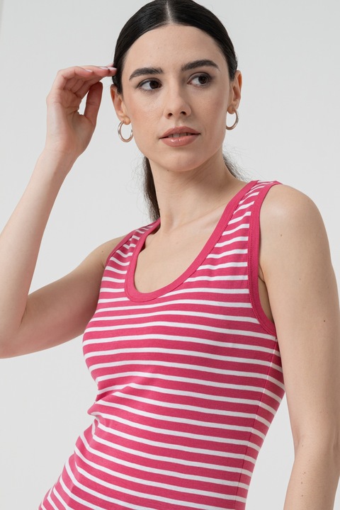 United Colors of Benetton, Топ на райе, Бял/Фуксия