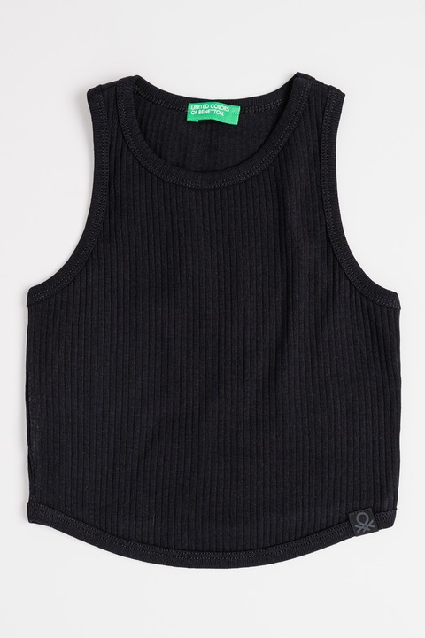 United Colors of Benetton, Bordázott crop trikó, Fekete