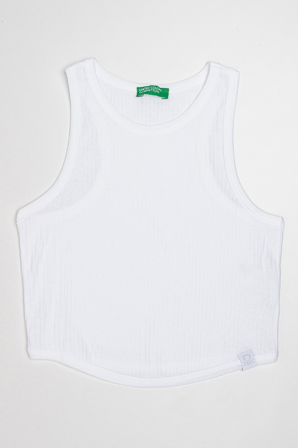 United Colors of Benetton, Top crop striat, Alb, Verde, 140 CM