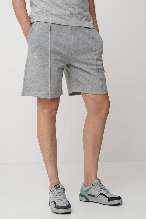 United Colors of Benetton, Pantaloni scurti de bumbac cu buzunare laterale, Gri melange