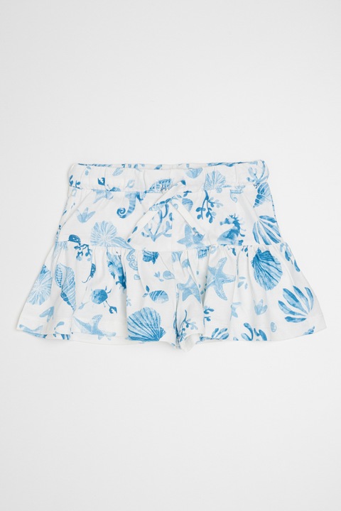 United Colors of Benetton, Fusta mini cu imprimeu grafic, Alb/Albastru