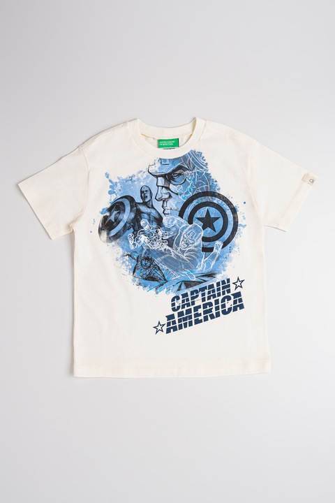 United Colors of Benetton, Rajzfilmes mintájú póló, Csontszín/Sötétkék