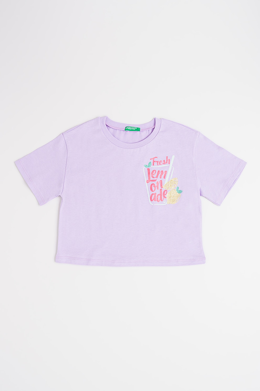 United Colors of Benetton, Tricou cu imprimeu grafic, Fucsia, Lila, 160 CM