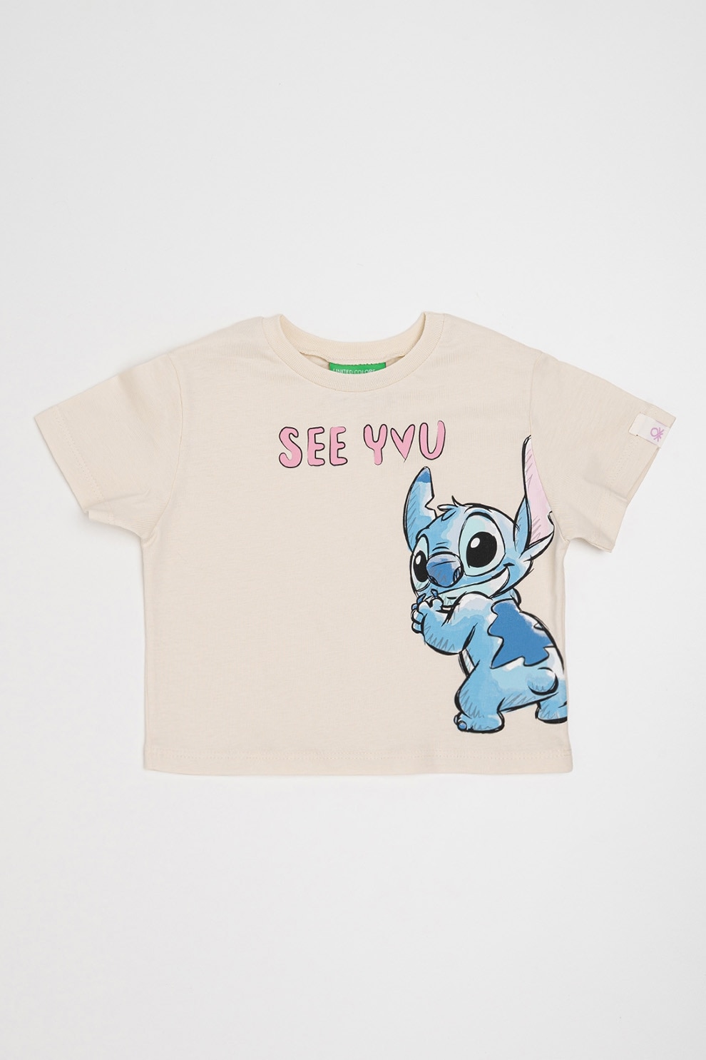 United Colors of Benetton, Tricou cu imprimeu cu desene, Roz, Albastru, Bej deschis, 90 CM
