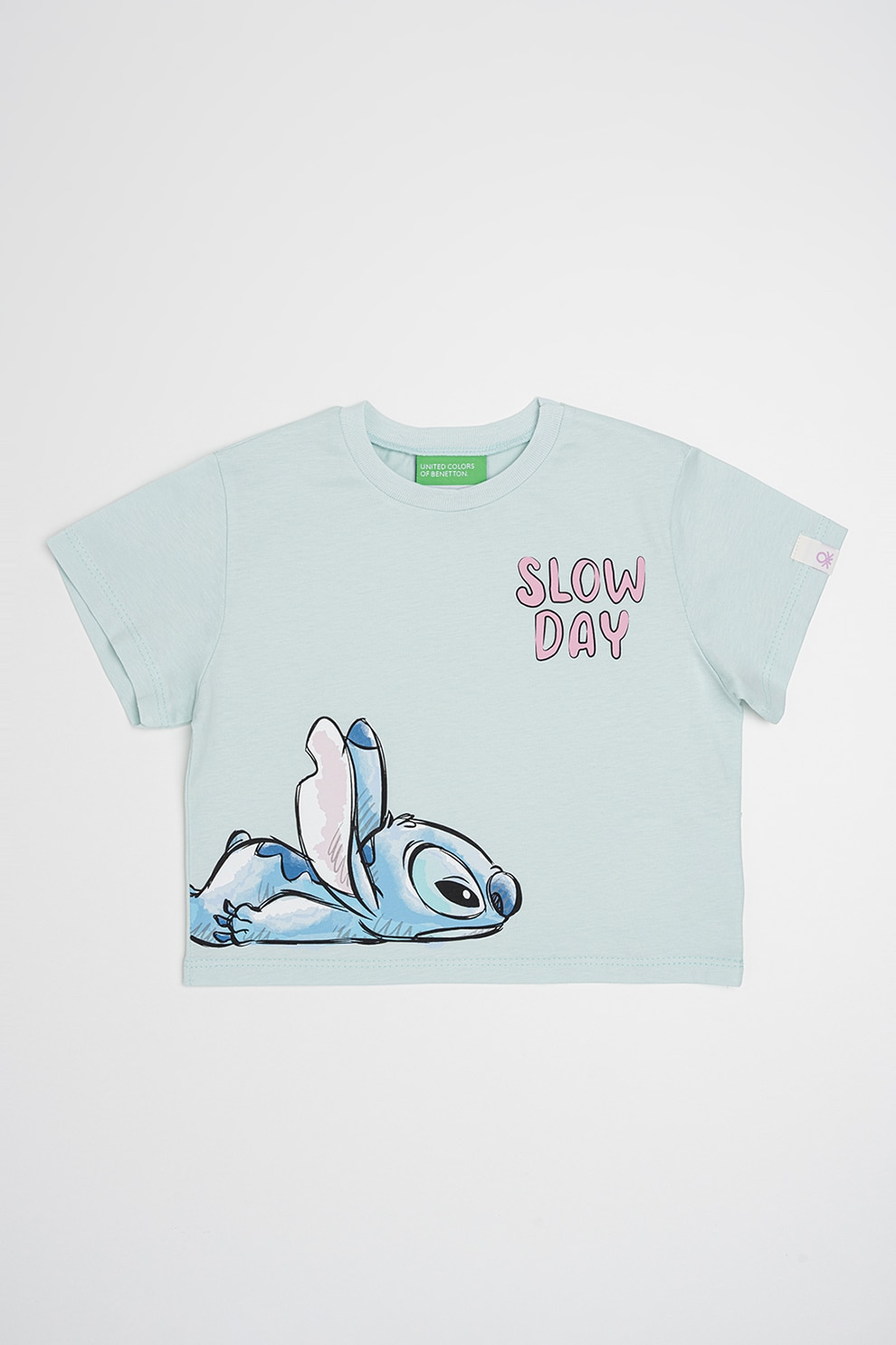 United Colors of Benetton, Tricou cu imprimeu cu desene, Verde pal, Roz, 90 CM