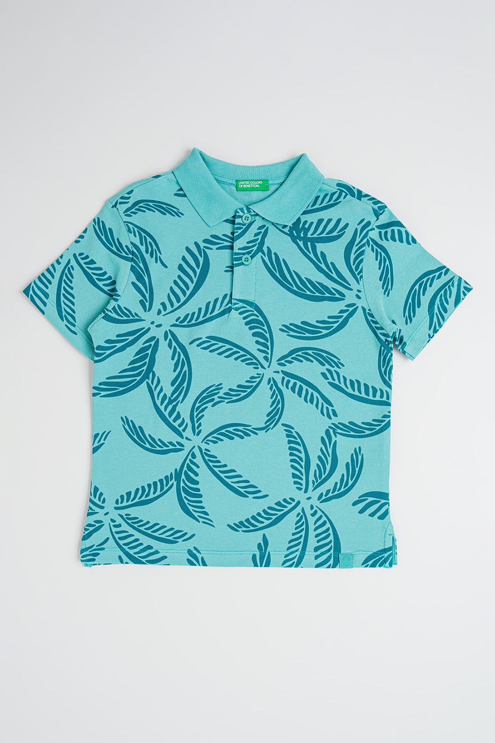 United Colors of Benetton, Tricou polo cu imprimeu grafic, Verde, 150 CM