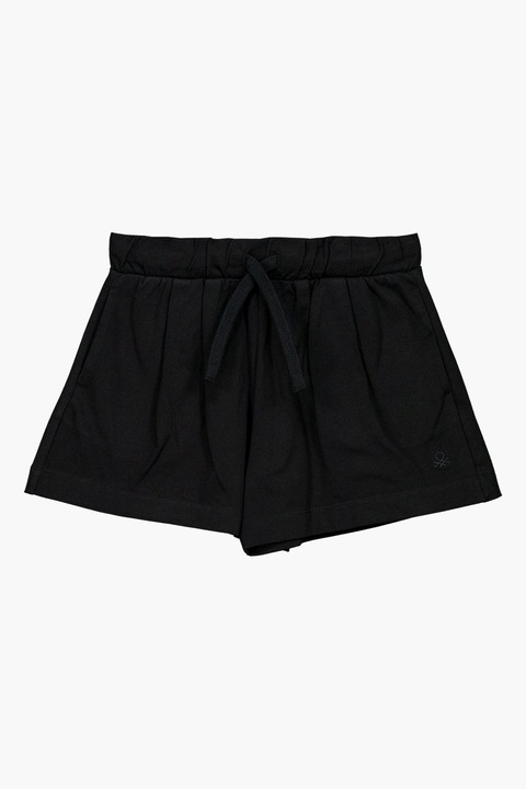 United Colors of Benetton, Pantaloni scurti de bumbac cu snur, Negru