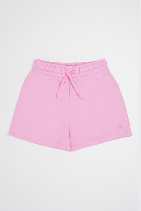 United Colors of Benetton, Pantaloni scurti cu snur si logo brodat, Roz