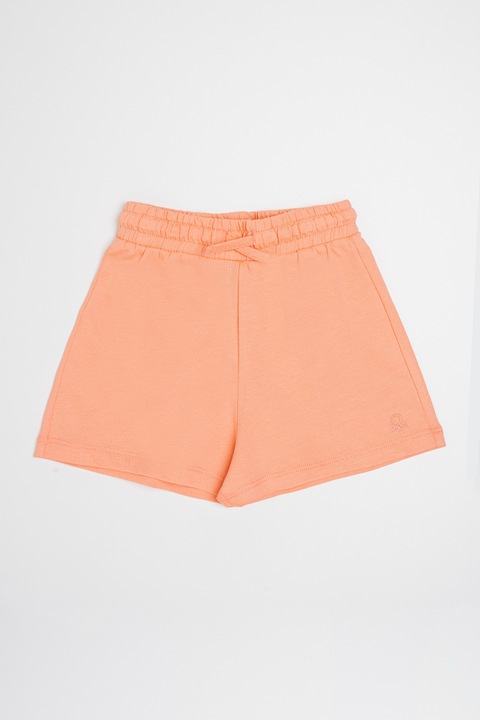 United Colors of Benetton, Pantaloni scurti cu snur si logo brodat, Piersica