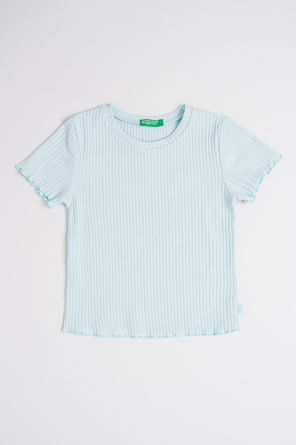 United Colors of Benetton, Tricou striat cu terminatii valurite, Verde menta, 130 CM