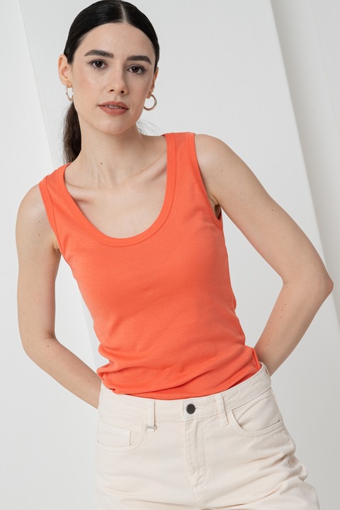 United Colors of Benetton, Втален топ с овално деколте, Мандарина