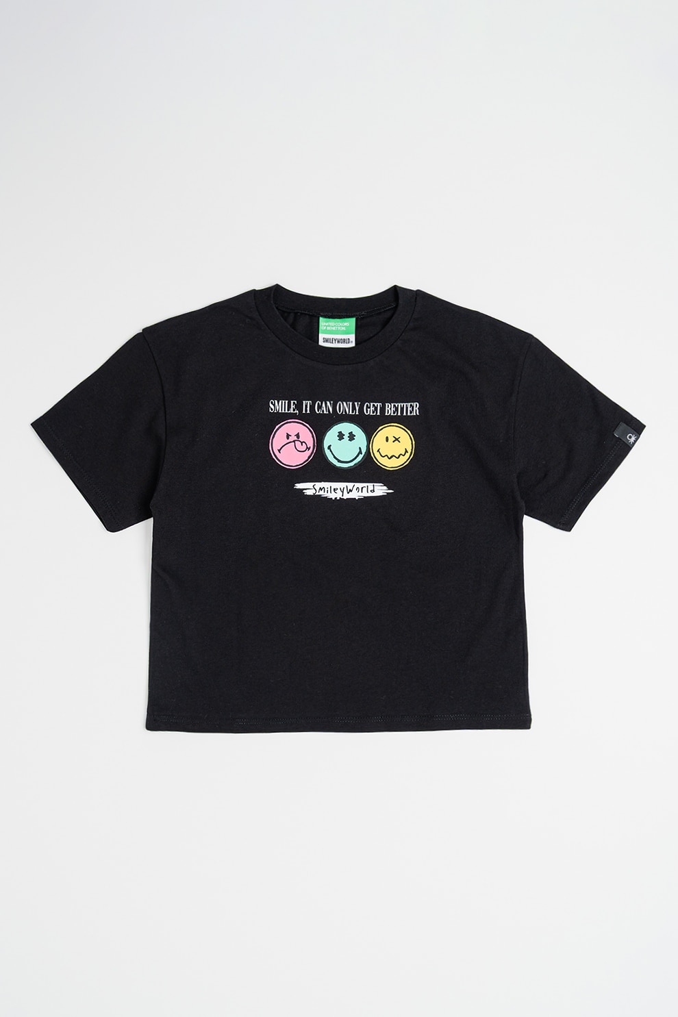 United Colors of Benetton, Tricou de bumbac cu imprimeu, Verde, Negru, Galben, 130 CM