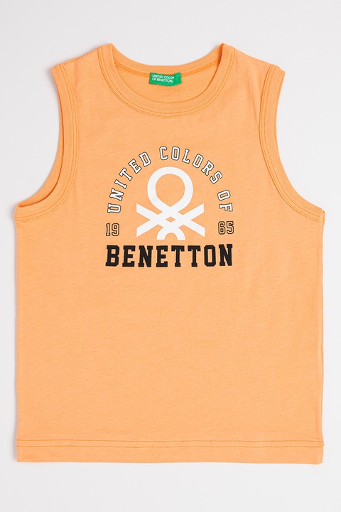 United Colors of Benetton, Kerek nyakú logós trikó, Narancssárga, 120 CM