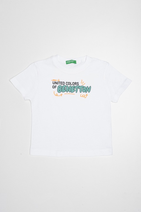 United Colors of Benetton, Pamutpóló logómintával, Fehér/Mandarinszín