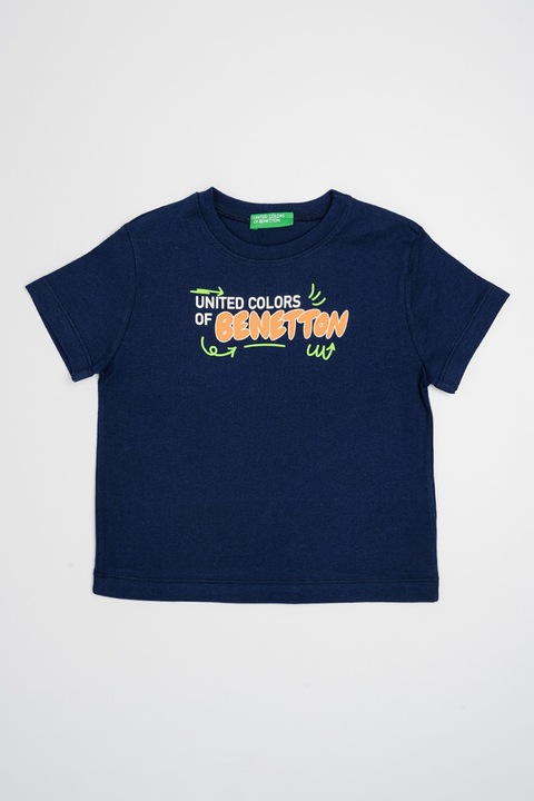 United Colors of Benetton, Pamutpóló logómintával, Sötétkék/Halvány narancssárga