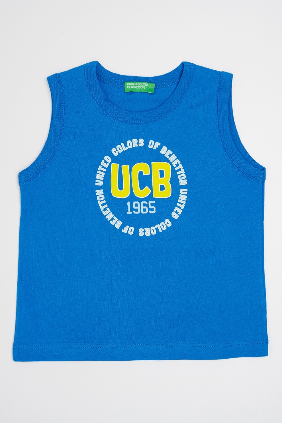 United Colors of Benetton, Top cu imprimeu logo, Albastru royal, Verde lime, 90 CM