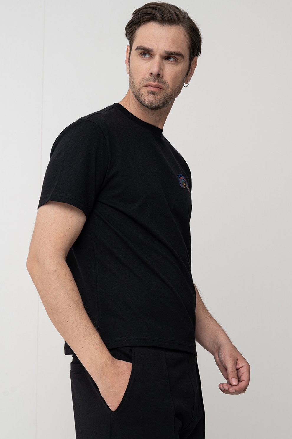 United Colors of Benetton, Tricou cu imprimeu grafic, Negru, Roz, Albastru, M