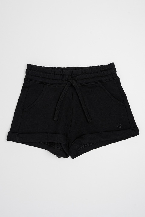 United Colors of Benetton, Pantaloni scurti cu snur de ajustare in talie, Negru