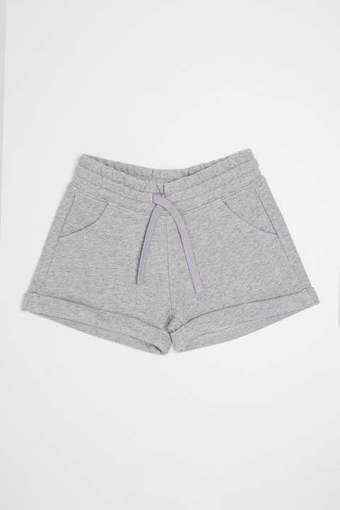 United Colors of Benetton, Pantaloni scurti cu snur de ajustare in talie, Gri inchis melange