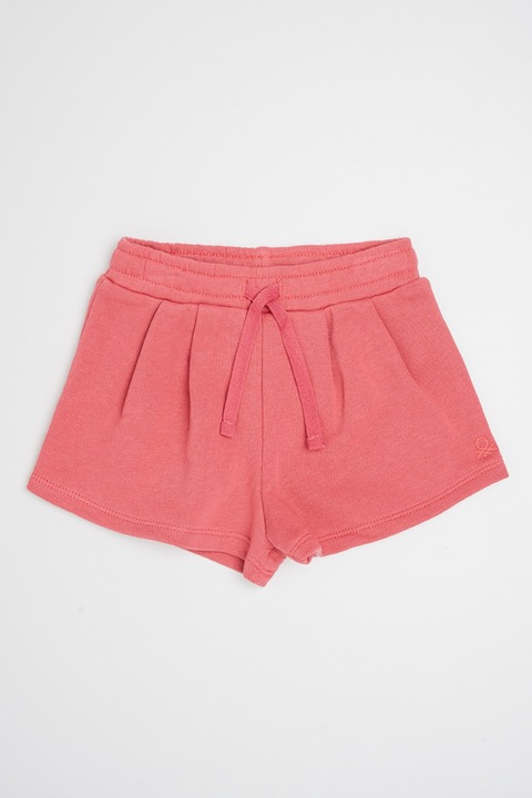 United Colors of Benetton, Pantaloni scurti cu talie ajustabila si pliuri frontale, Roz prafuit