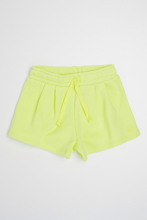 United Colors of Benetton, Pantaloni scurti cu talie ajustabila si pliuri frontale, Verde lime