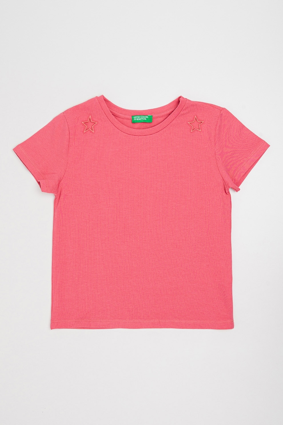 United Colors of Benetton, Tricou din amestec de bumbac cu detalii brodate, Roz, 130 CM