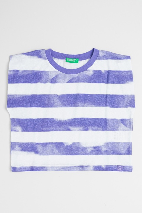 United Colors of Benetton, Csíkos pamutpóló, Fehér/Lila