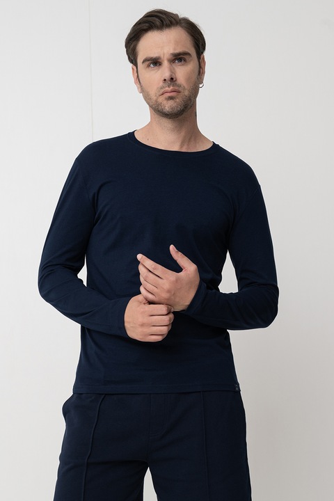 United Colors of Benetton, Блуза с овално деколте, Тъмносин, EL-2XL