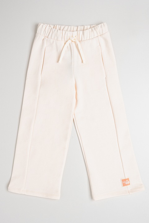 United Colors of Benetton, Egyenes szárú pamut szabadidőnadrág, Csontszín, 120 CM