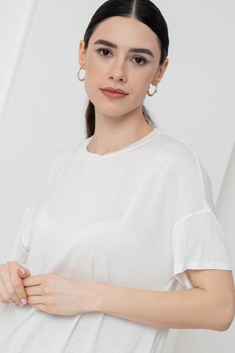 United Colors of Benetton, Tricou reguler fit cu decolteu la baza gatului, Alb optic