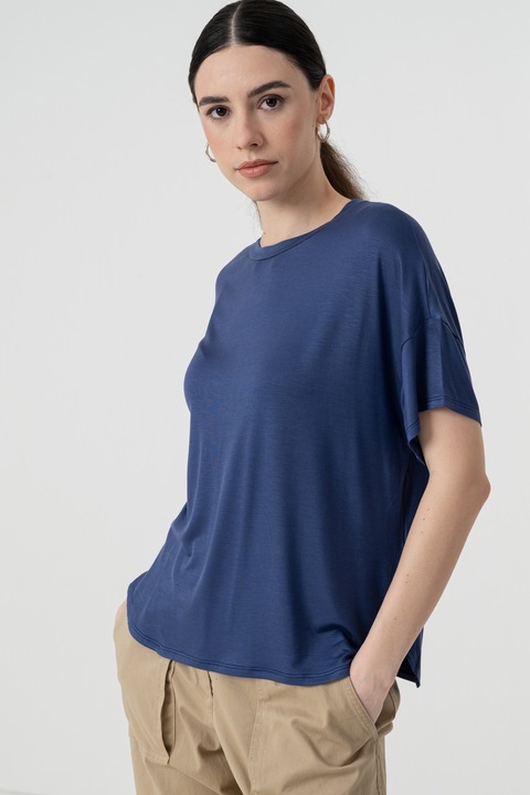 United Colors of Benetton, Tricou reguler fit cu decolteu la baza gatului, Albastru indigo