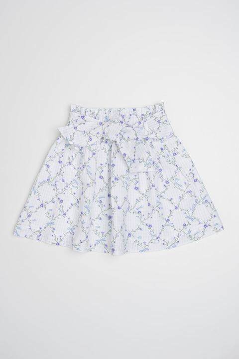 United Colors of Benetton, Разкроена флорална пола, Лилав/Мръснобял