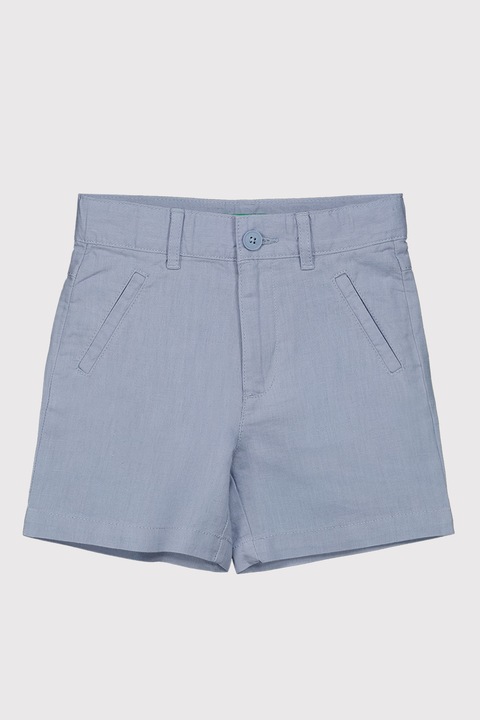 United Colors of Benetton, Pantaloni chino scurti din amestec de in, Albastru pal