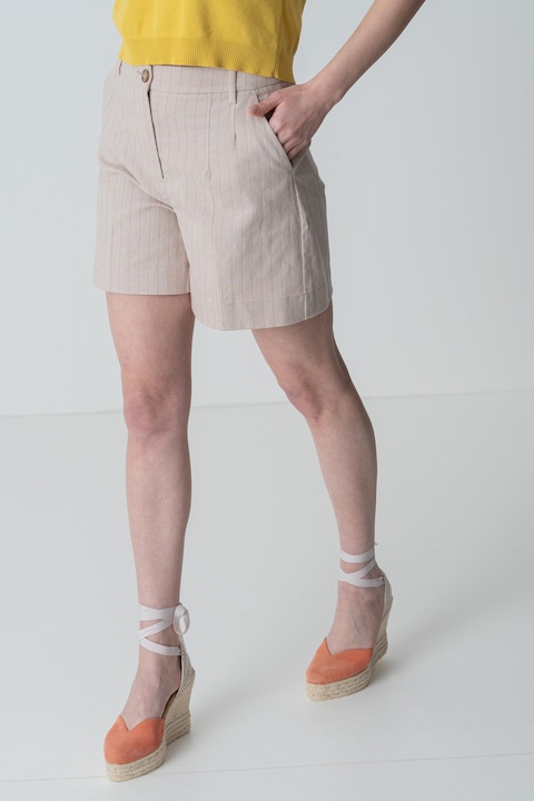 United Colors of Benetton, Къс панталон с висока талия, Светло бежово