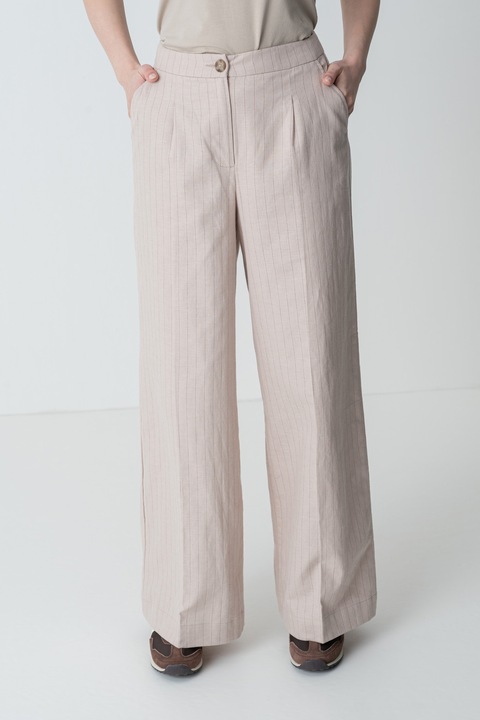 United Colors of Benetton, Pantaloni lungi cu croiala dreapta si talie medie, Bej