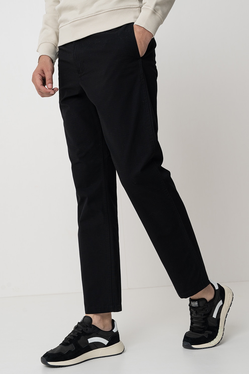 United Colors of Benetton, Pantaloni cu o curea, Negru, 50