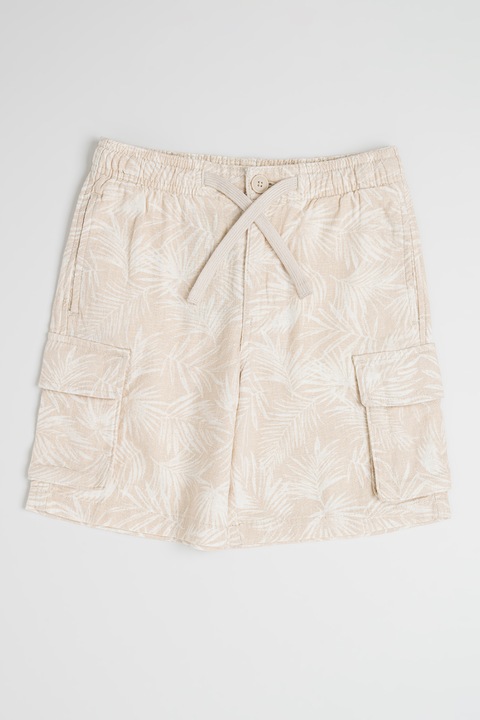 United Colors of Benetton, Pantaloni scurti cu imprimeu floral si buzunare laterale, Alb/Bej