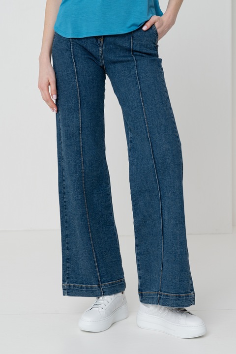 United Colors of Benetton, Magas derekú bővülő fazonú nadrág, Sötétkék